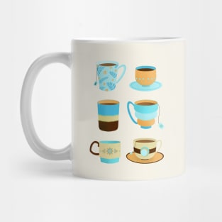 Blue and tan retro tea cups Mug